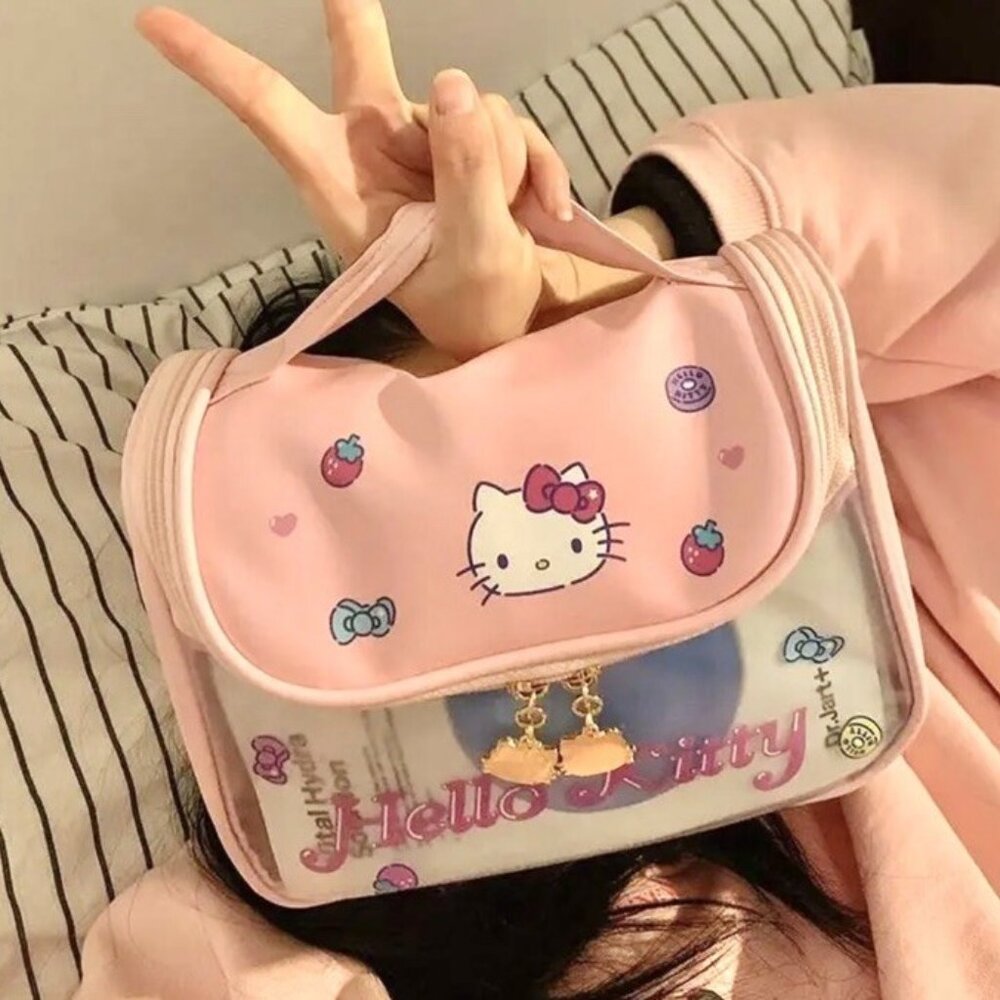 Hello Kitty Pink Makeup Bag Makeup Hanging Toiletry Cosmetic Travel Bag USA